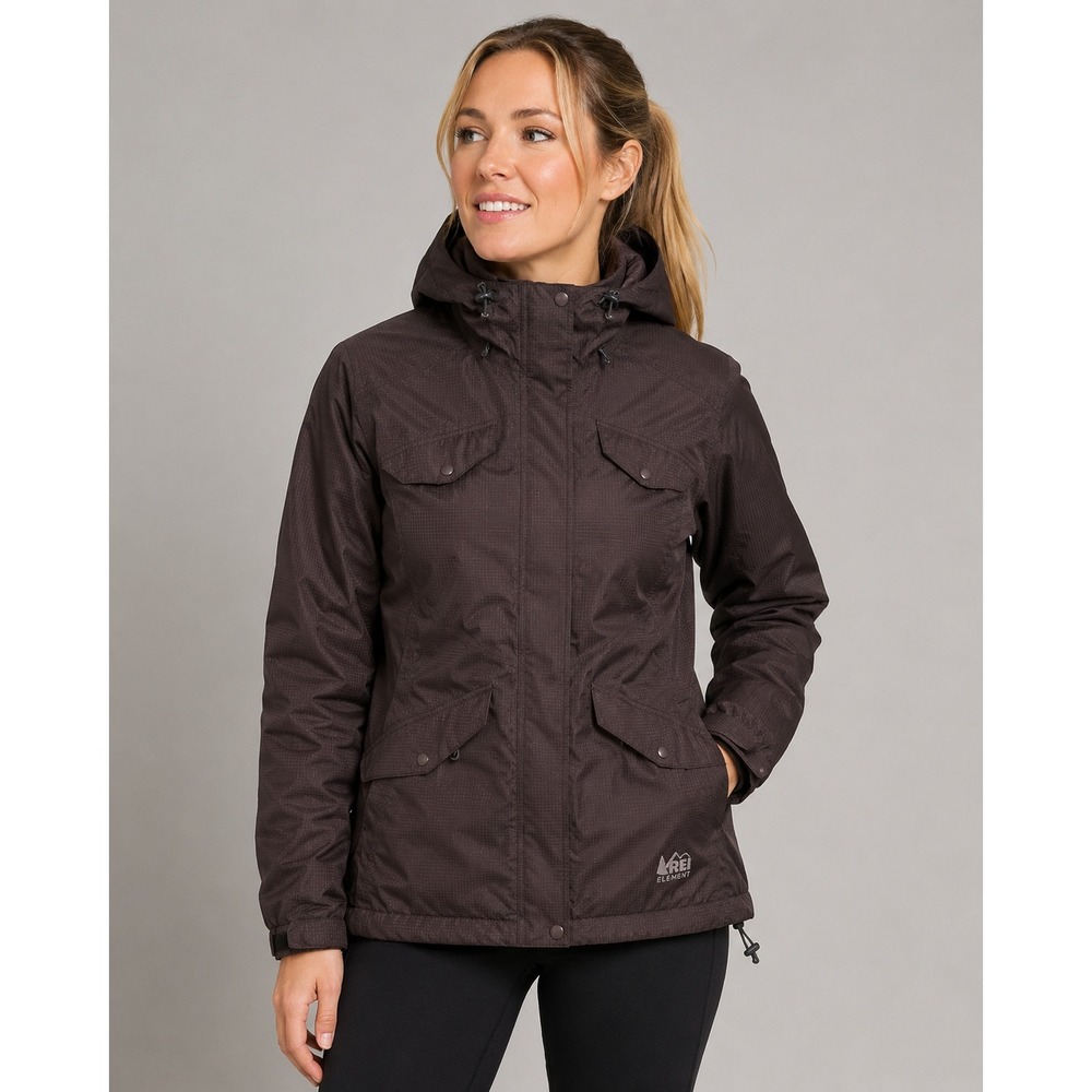 REI 3-in-1 Parka Jacket Women XS Burgundy Hooded Insulated‎ Winter Gorpcore